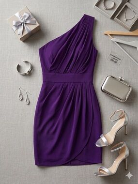 Shoshanna One-Shoulder Purple Cocktail Dress - Size 2